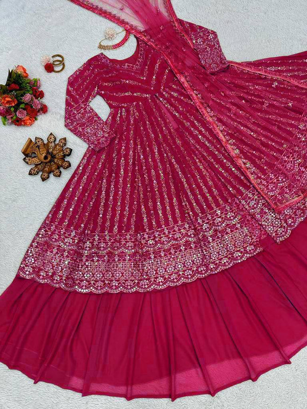 Pink Elegant Thread & Sequin Work Lehenga Choli Set ClothsVilla