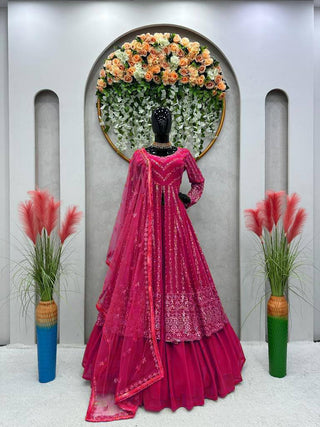 Pink Elegant Thread & Sequin Work Lehenga Choli Set ClothsVilla