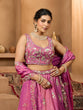 Load image into Gallery viewer, Pink Elegant Tissue Lehenga Choli with Matching Dupatta – Sequins, Stones &amp; Thread Embroidery Festive &amp; Party Wear ClothsVilla