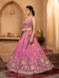 Load image into Gallery viewer, Pink Elegant Tissue Lehenga Choli with Matching Dupatta – Sequins, Stones &amp; Thread Embroidery Festive &amp; Party Wear ClothsVilla