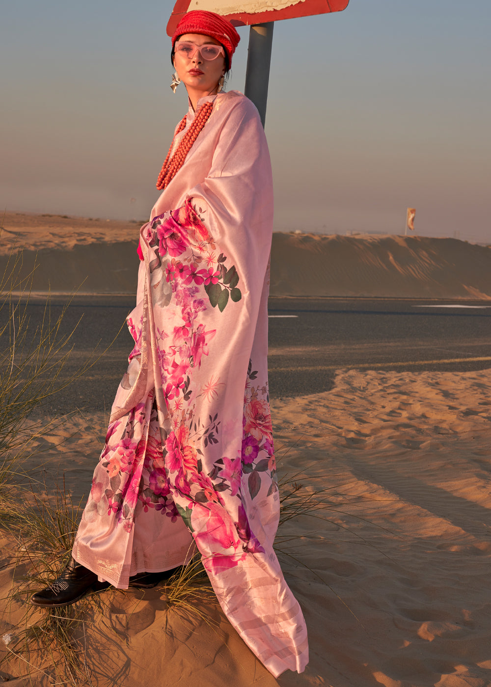 Pink Elegant Tussar Silk Blend Saree with Blouse Piece ClothsVilla