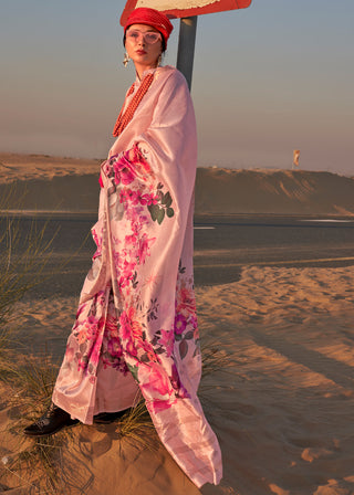 Pink Elegant Tussar Silk Blend Saree with Blouse Piece ClothsVilla