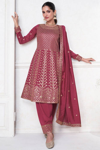 Pink Elegant Vichitra Embroidered Suit Set – Full Stitched with Dupatta ClothsVilla