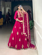 Load image into Gallery viewer, Pink Elegant Vichitra Silk Embroidered Gown with Net Dupatta Clothsvilla