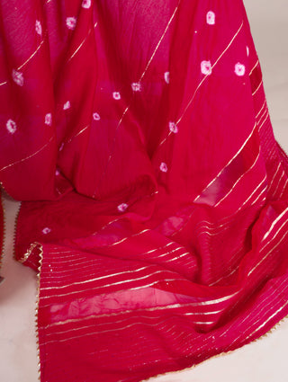 Pink Elegant Viscose Chanderi Saree with Sequins, Zari Line, and Gota Patti Lace Border