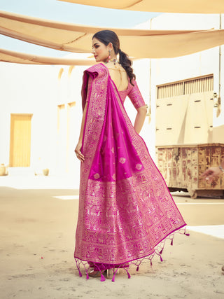 Pink Elegant Zari Woven Cotton Slub Saree with Georgette Blouse ClothsVilla