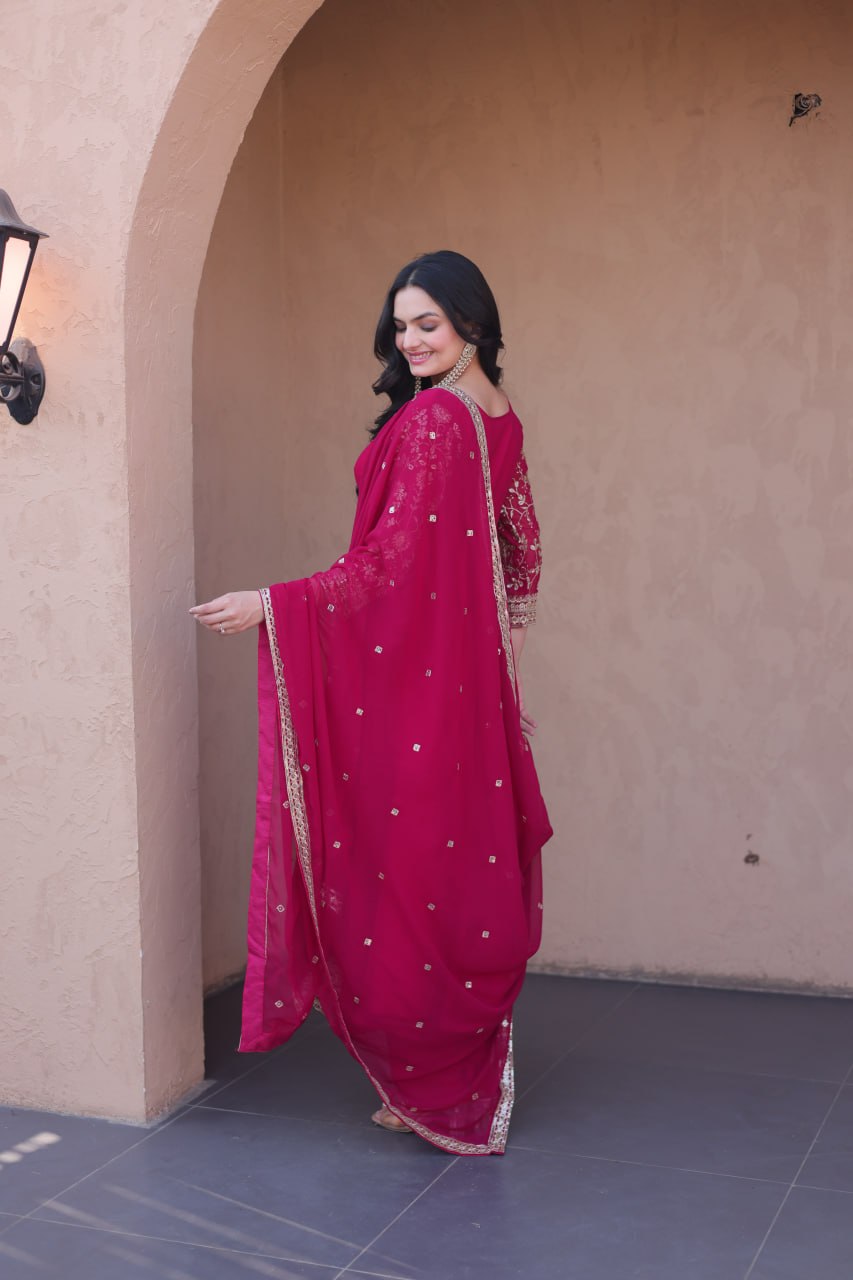 Pink Embroidered Anarkali Gown ClothsVilla