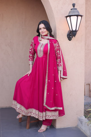 Pink Embroidered Anarkali Gown ClothsVilla