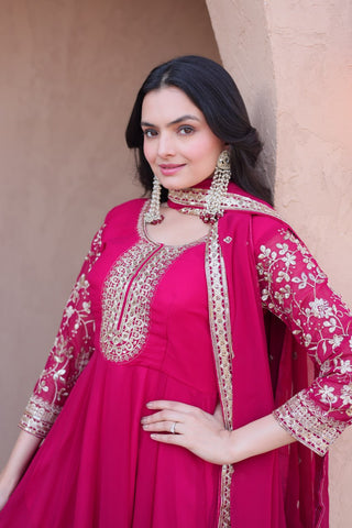 Pink Embroidered Anarkali Gown ClothsVilla