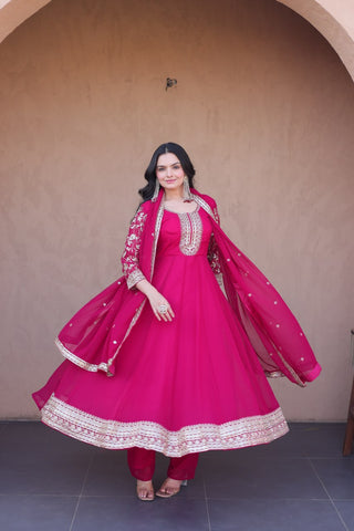 Pink Embroidered Anarkali Gown ClothsVilla