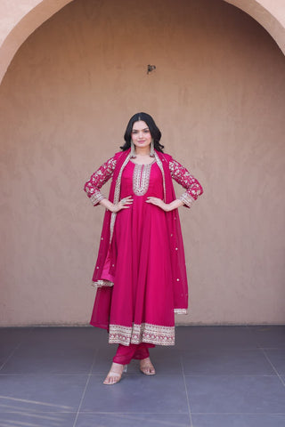 Pink Embroidered Anarkali Gown ClothsVilla