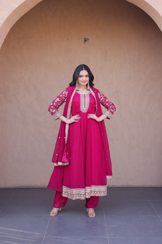 Pink Embroidered Anarkali Gown ClothsVilla