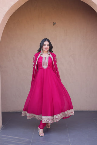 Pink Embroidered Anarkali Gown ClothsVilla