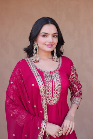 Pink Embroidered Anarkali Gown ClothsVilla