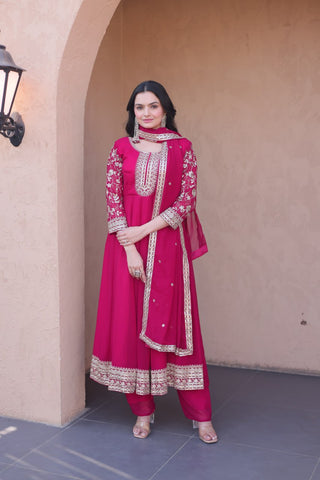 Pink Embroidered Anarkali Gown ClothsVilla