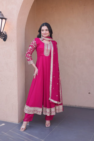 Pink Embroidered Anarkali Gown ClothsVilla