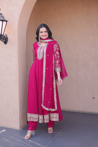 Pink Embroidered Anarkali Gown ClothsVilla