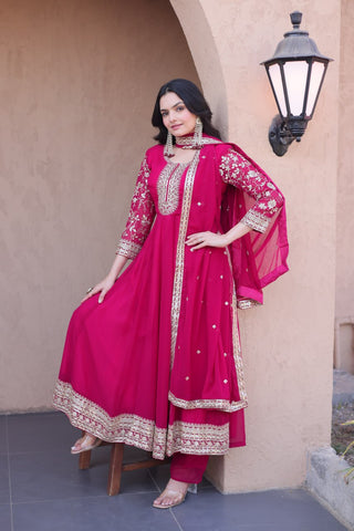 Pink Embroidered Anarkali Gown ClothsVilla