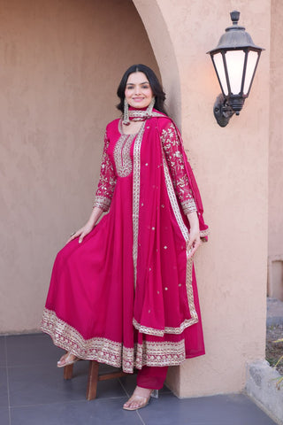 Pink Embroidered Anarkali Gown ClothsVilla