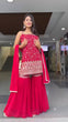 Load image into Gallery viewer, Pink Embroidered Faux Georgette Sharara Suit Set with Dupatta ClothsVilla