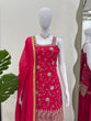 Load image into Gallery viewer, Pink Embroidered Faux Georgette Sharara Suit Set with Dupatta ClothsVilla