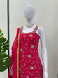 Load image into Gallery viewer, Pink Embroidered Faux Georgette Sharara Suit Set with Dupatta ClothsVilla