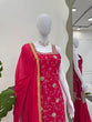 Load image into Gallery viewer, Pink Embroidered Faux Georgette Sharara Suit Set with Dupatta ClothsVilla
