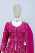 Load image into Gallery viewer, Pink Embroidered Faux Georgette Suit Set with Lace Dupatta – Fully Stitched ClothsVilla