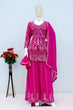 Load image into Gallery viewer, Pink Embroidered Faux Georgette Suit Set with Lace Dupatta – Fully Stitched ClothsVilla