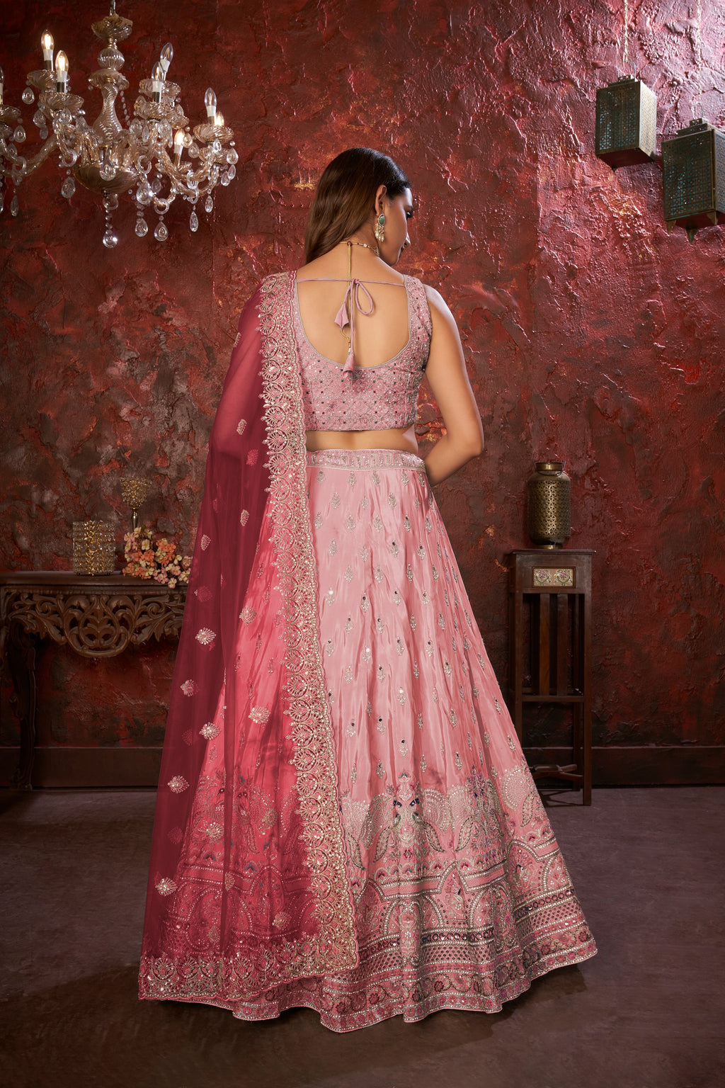 Pink Embroidered Girlish Lehenga Choli Set ClothsVilla