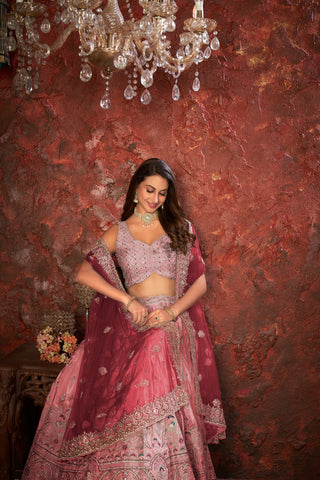Pink Embroidered Girlish Lehenga Choli Set ClothsVilla