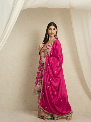 Pink Embroidered Kurta Palazzo Set ClothsVilla