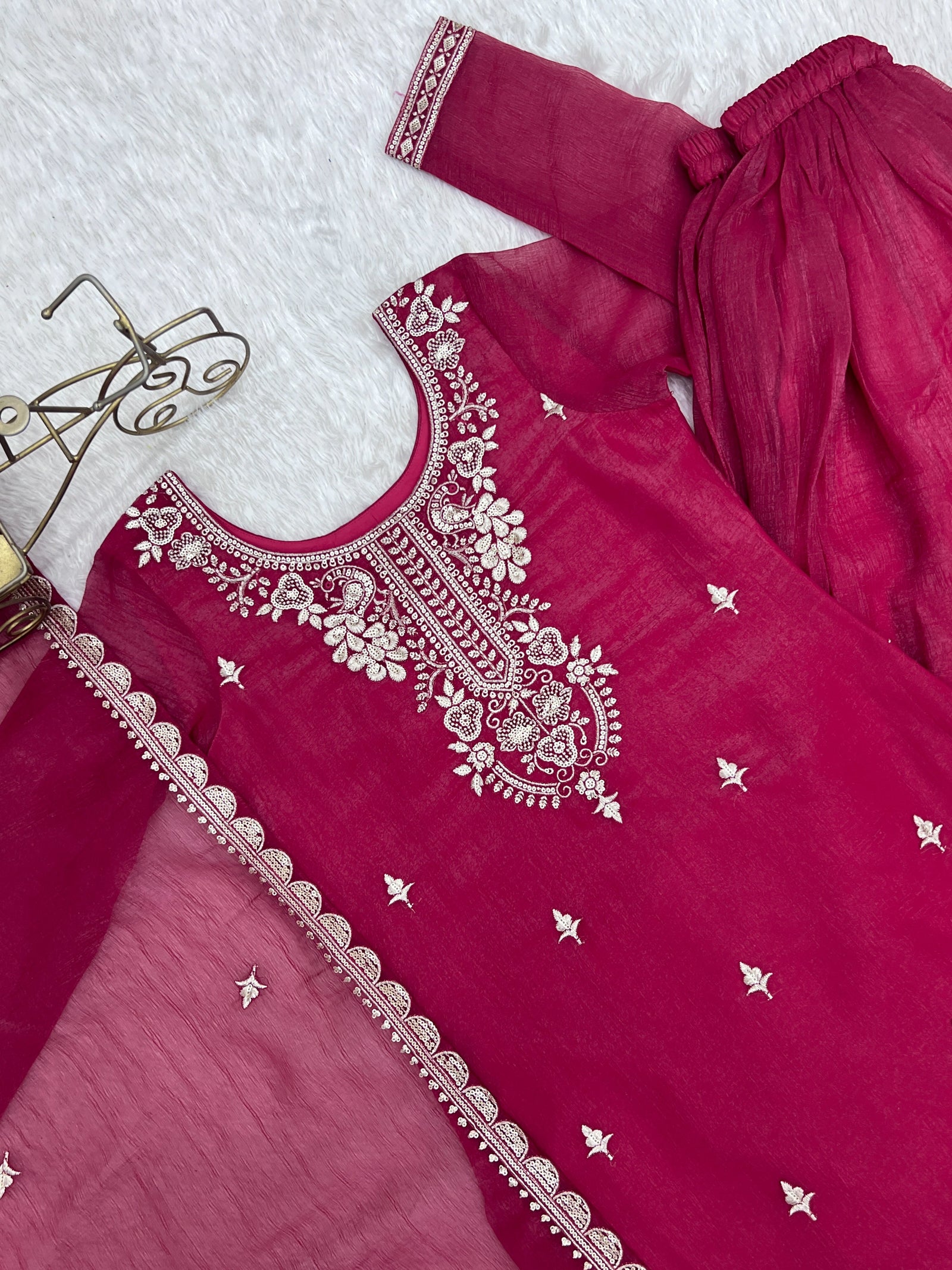 Pink Embroidered Kurta Sharara Set ClothsVilla