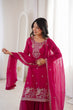 Load image into Gallery viewer, Pink Embroidered Kurta Sharara Set ClothsVilla