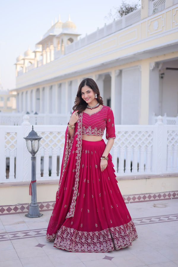 Pink Embroidered Lehenga Choli Set ClothsVilla