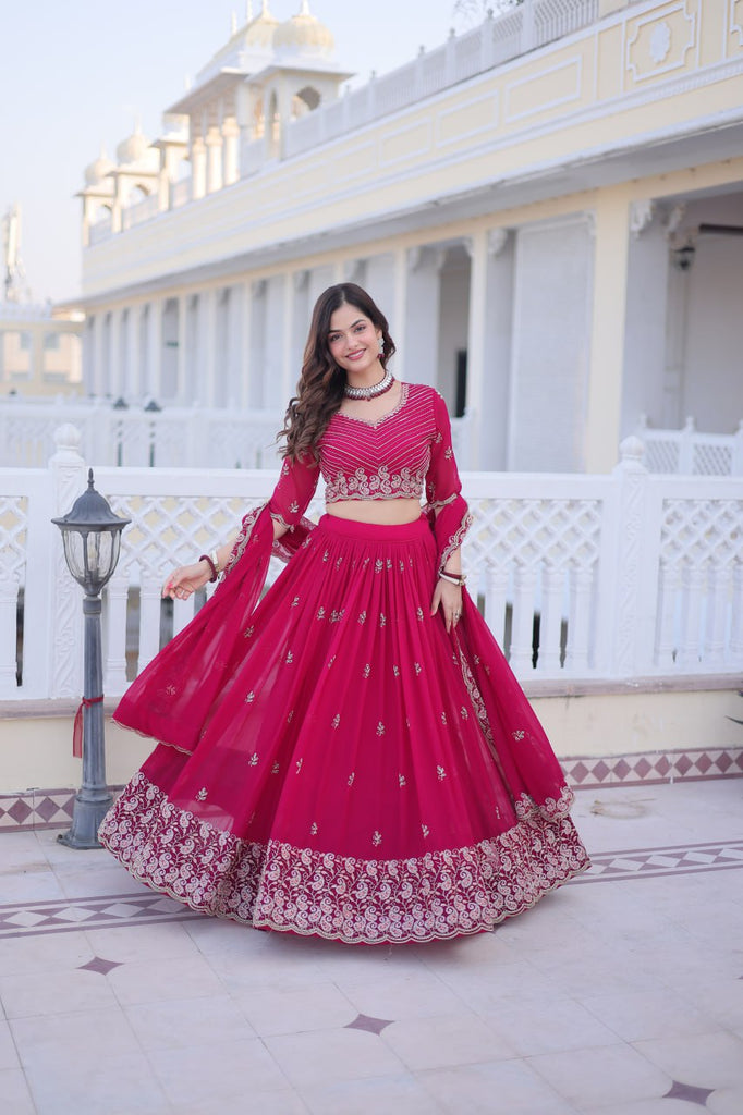 Pink Embroidered Lehenga Choli Set ClothsVilla