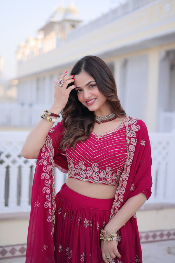 Pink Embroidered Lehenga Choli Set ClothsVilla