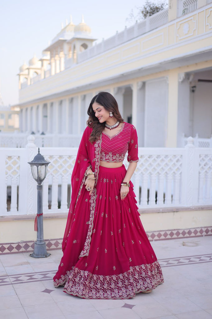 Pink Embroidered Lehenga Choli Set ClothsVilla