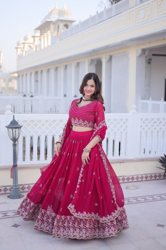 Pink Embroidered Lehenga Choli Set ClothsVilla