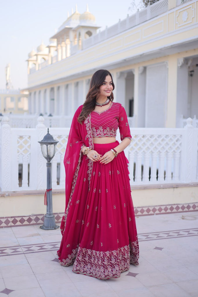 Pink Embroidered Lehenga Choli Set ClothsVilla