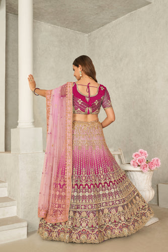 Captivating Pink Embroidered Lehenga Choli Set - Perfect for Brides ClothsVilla