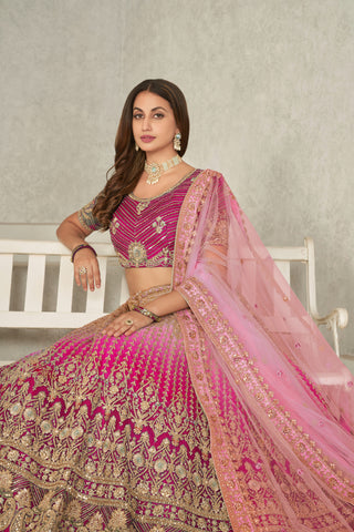 Captivating Pink Embroidered Lehenga Choli Set - Perfect for Brides ClothsVilla