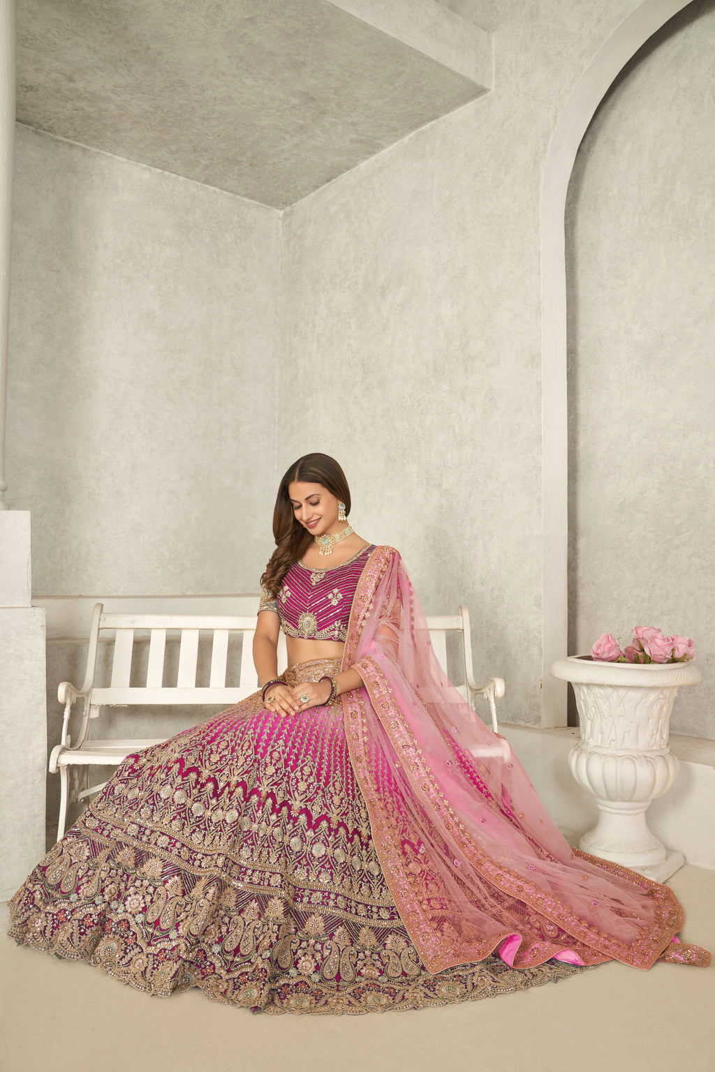 Captivating Pink Embroidered Lehenga Choli Set - Perfect for Brides ClothsVilla