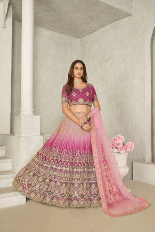 Captivating Pink Embroidered Lehenga Choli Set - Perfect for Brides ClothsVilla