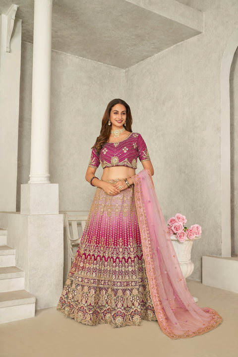 Captivating Pink Embroidered Lehenga Choli Set - Perfect for Brides ClothsVilla Main image