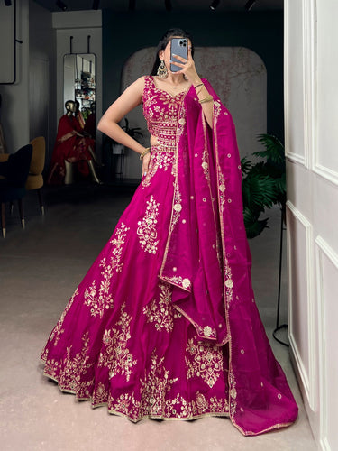 Pink Embroidered Lehenga Set with Dupatta ClothsVilla