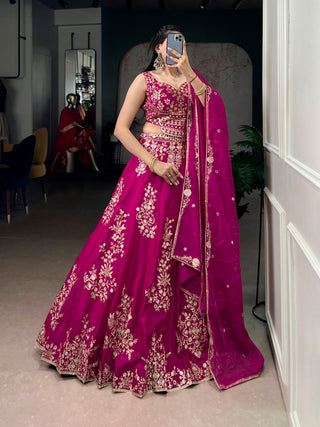 Pink Embroidered Lehenga Set with Dupatta ClothsVilla