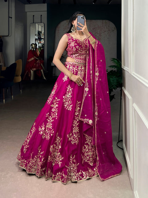 Pink Embroidered Lehenga Set with Dupatta ClothsVilla Main image