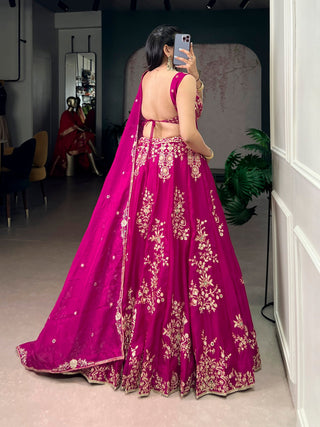 Pink Embroidered Lehenga Set with Dupatta ClothsVilla