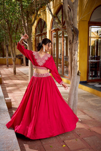 Pink Embroidered Lehenga Set ClothsVilla